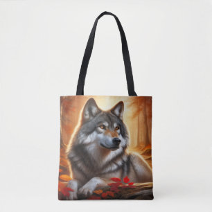 Lone Wolf in the Forest: Solitude Amidst Nature Tote Bag