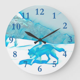 Lone Wolf In WInter Large Clock