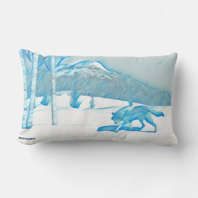 Lone Wolf In WInter Lumbar Cushion (Front)
