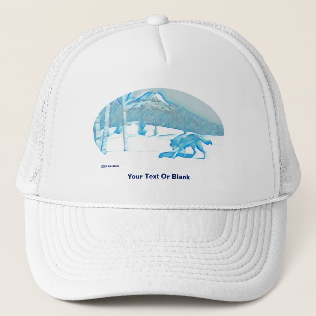 Lone Wolf In Winter Trucker Hat (Front)