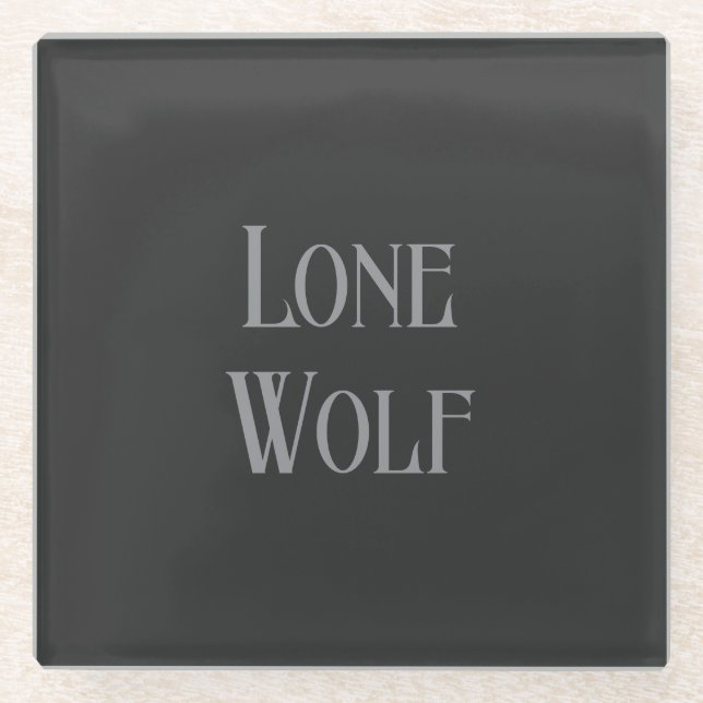 Lone Wolf Male Sigma Modern Minimalist Glass Coaster (Front)