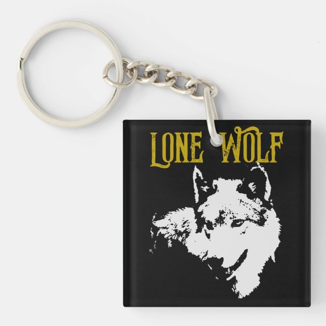 Lone Wolf Male Sigma Modern Minimalist Key Ring (Front)