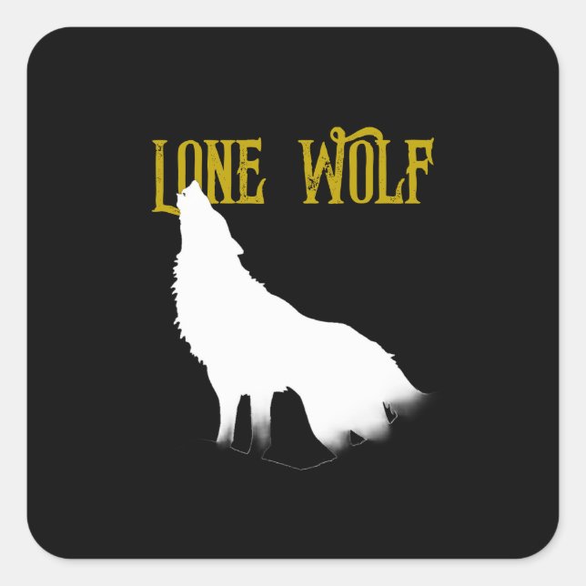 Lone Wolf Male Sigma Modern Minimalist Square Sticker (Front)