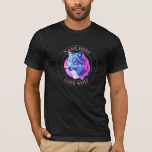 "Lone Wolf" Name or Your Message, Wolf Art, Circle T-Shirt