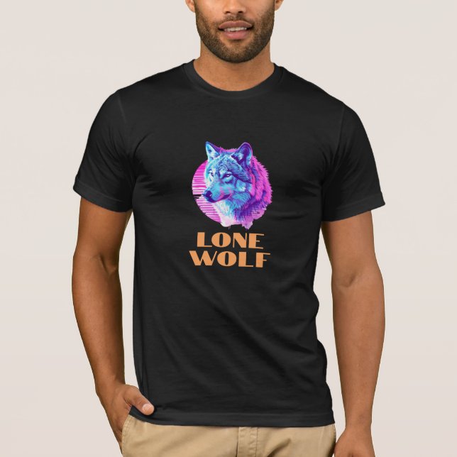 "Lone Wolf" or Your Message, Dynamic Wolf Art T-Shirt (Front)
