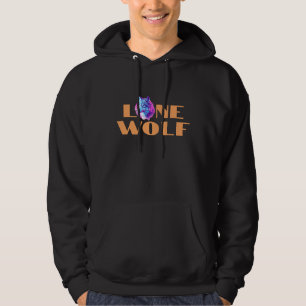 "Lone Wolf" or Your Message, Large Orange Text Hoodie