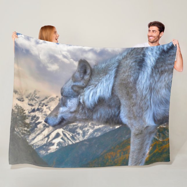 LONE WOLF OVERLORD OF FREEDOM FLEECE BLANKET (In Situ)