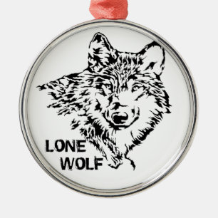 Lone Wolf Sketch Metal Tree Decoration