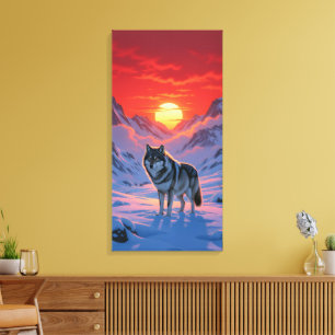 Lone Wolf Stands Against The Sunset Canvas Print