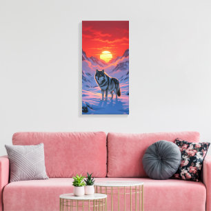 Lone Wolf Stands Against The Sunset Canvas Print