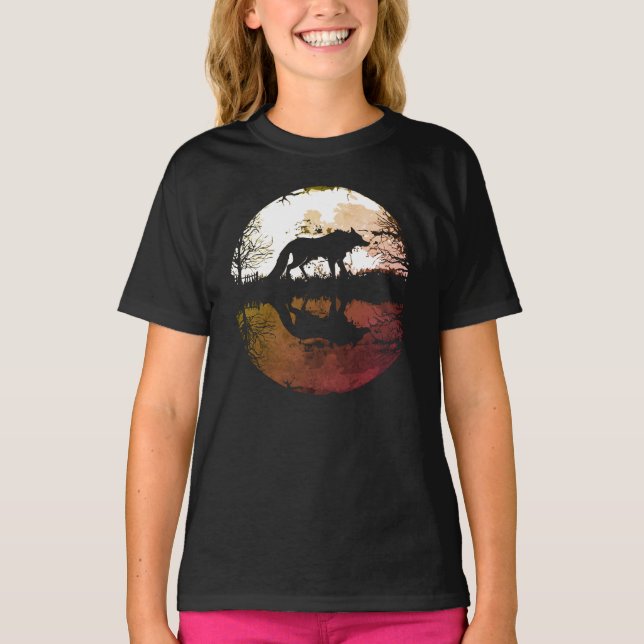 Lone Wolf Under the Full Moon T-Shirt (Front)