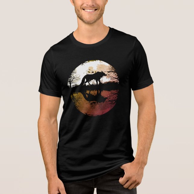 Lone Wolf Under the Full Moon Tri-Blend Shirt (Front)