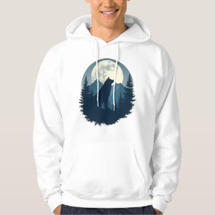 Lone Wolf Under the Moon – Minimal Night Aesthetic Hoodie