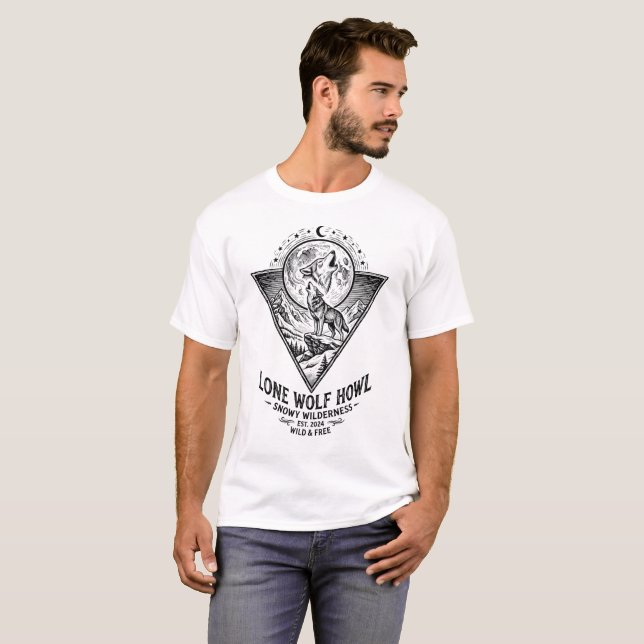 Lone Wolf Woodcut Graphic Tee | Elkamart Original (Front Full)