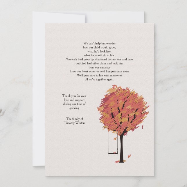 Lonely Bereavement Thank You Card (Front)