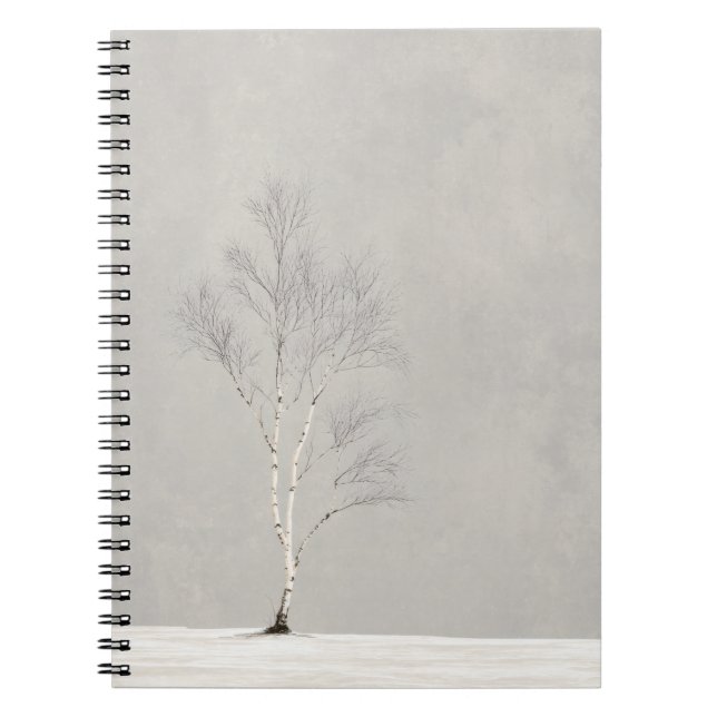 Lonely Birch Tree Winter Minimal Notebook (Front)