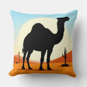 Lonely Camel Desert Sunset Travel Scene 🐪 Cushion