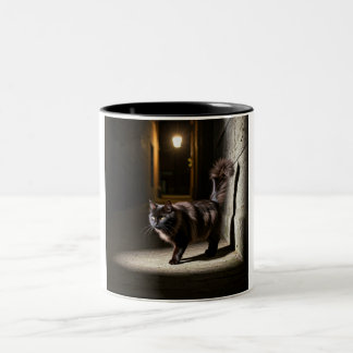 Lonely Cat Night Walk Mug - A Touch of Mystery