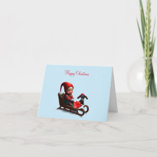 Lonely Christmas Elf  Card