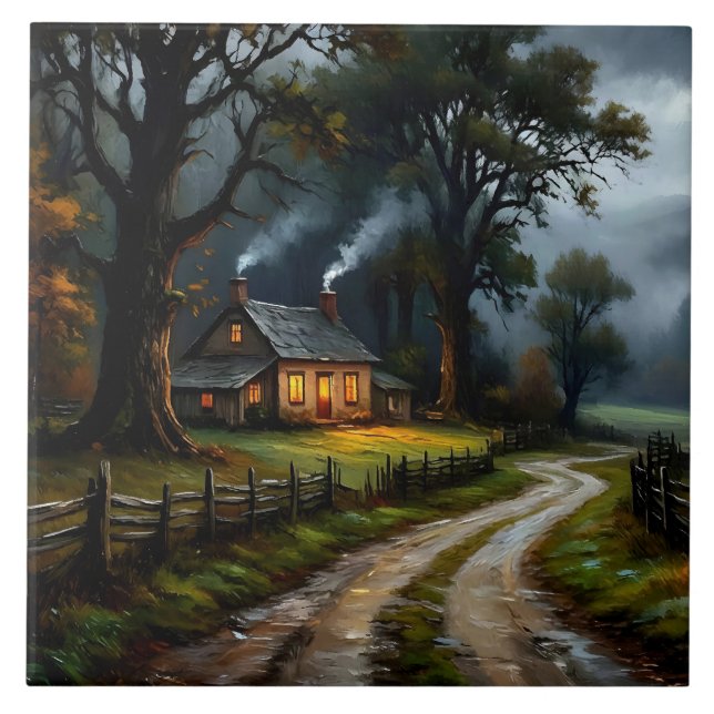 Lonely Farm House In Autumn Tile (Front)