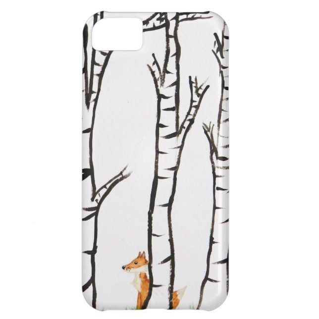 Lonely Fox in Birch Trees Case-Mate iPhone Case (Back)