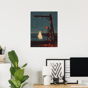 Lonely Ghost on the Swing at Seaside Poster