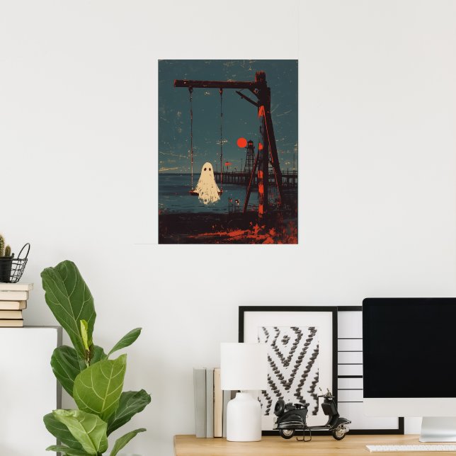 Lonely Ghost on the Swing at Seaside Poster (Home Office)