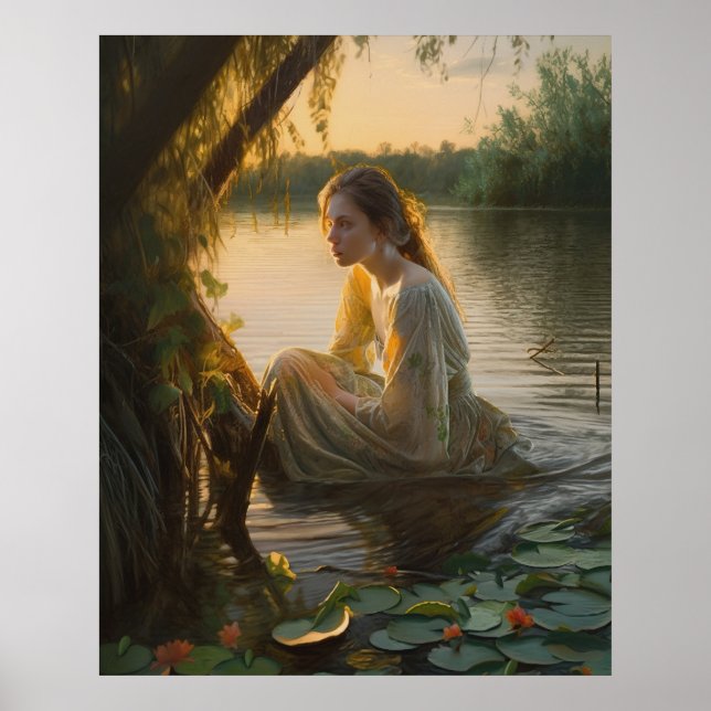 Lonely Girl's Surreal Lake Encounter Poster (Front)