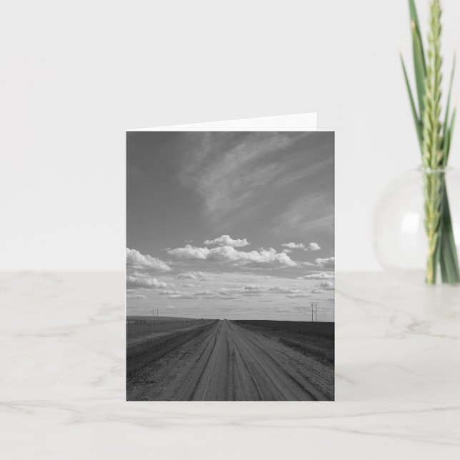 Lonely Gray Prairie Road Folded Greeting Card (Front)