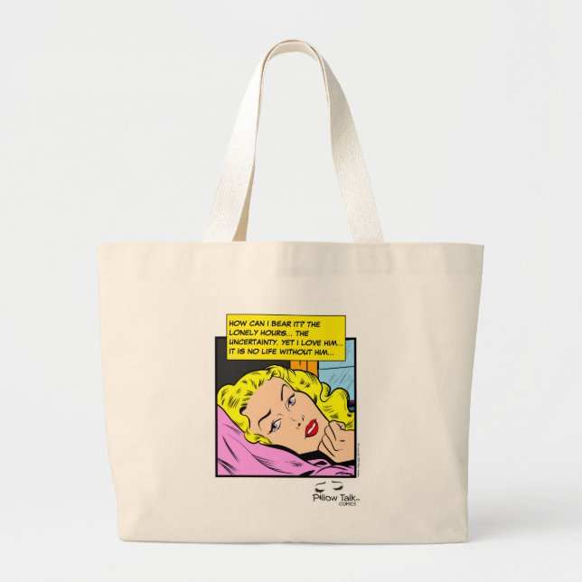 Lonely Hearts Retro Romance Comic Large Tote Bag (Front)