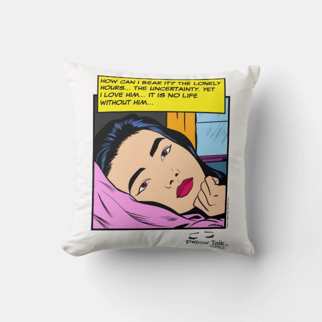 Lonely Hours Vintage Romance Comic Art Cushion (Front)