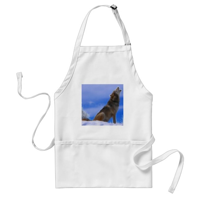 Lonely Howling Endangered Grey Wolf Standard Apron (Front)