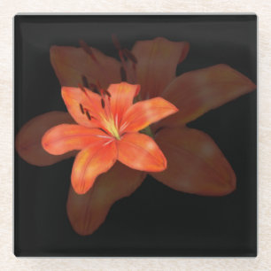 Lonely Lily Flower Glass Coaster