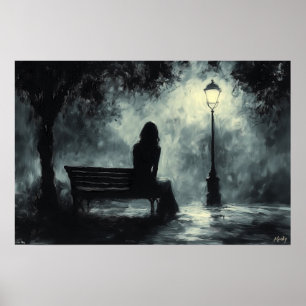 Lonely Night Under the Streetlight Poster