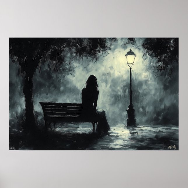 Lonely Night Under the Streetlight Poster (Front)