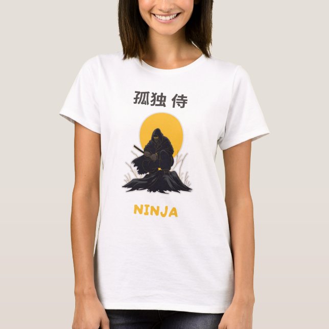 Lonely Ninja Samurai Art Design T-Shirt (Front)