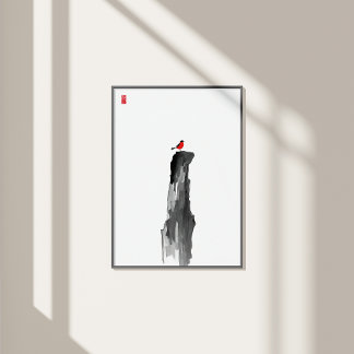Lonely Peak - Minimalist Ink Wall Art - Zen Decor