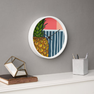'Lonely pineapple' quirky decor Clock