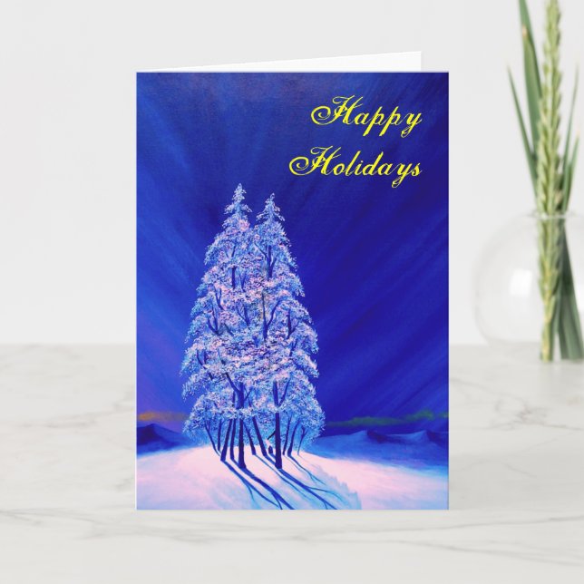 Lonely Purple Trees Holiday Card (Front)