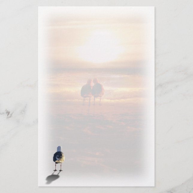 Lonely Seagull on the Beach Stationery (Front)