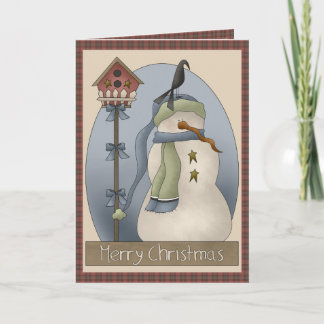 Lonely Snowman Christmas Holiday Card