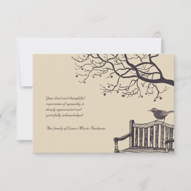 Lonely Sparrow Bereavement Thank You Card (Front)