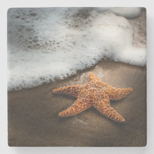 Lonely Starfish On The Beach Stone Coaster