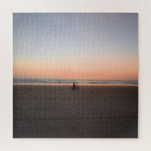 Lonely Sunrise Bike Ride on the Beach - 20x20 Jigsaw Puzzle
