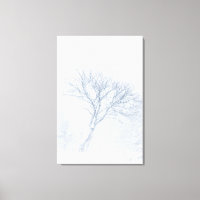 Lonely tree during snow storm in winter