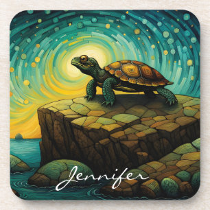 Lonely Turtle Thinking of You Name Coaster