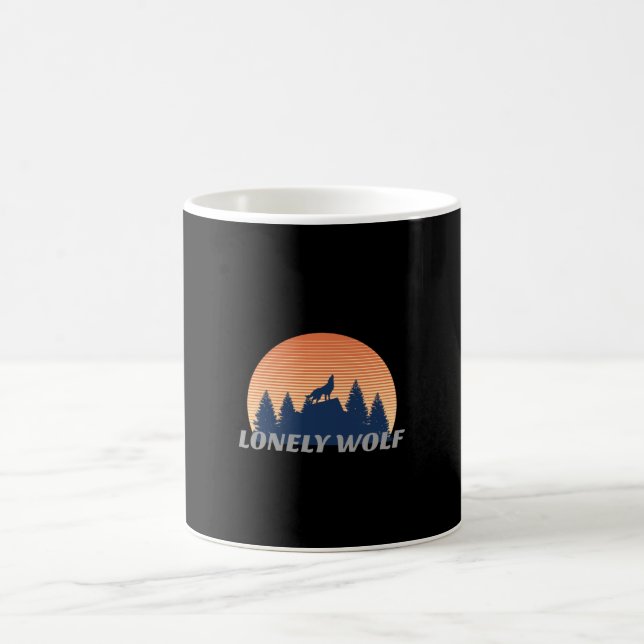 Lonely Wolf Awesome Howling Fade Sunset Silhouette Coffee Mug (Center)
