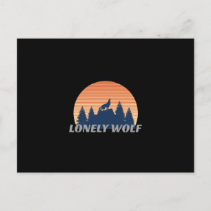Lonely Wolf Awesome Howling Fade Sunset Silhouette Postcard
