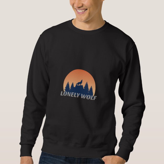 Lonely Wolf Awesome Howling Fade Sunset Silhouette Sweatshirt (Front)