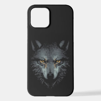 Lonely Wolf face black iPhone 12 Case
